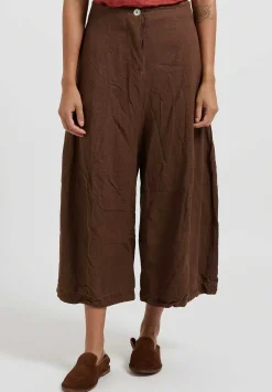 Gilda Midani Solid Linen And Silk Egg Pants In Rust Brown