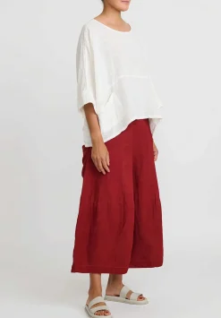 Gilda Midani Solid Linen And Silk Egg Pants In Barn Red