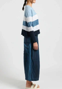 Gilda Midani Solid Linen And Silk Egg Pants In Last Blue