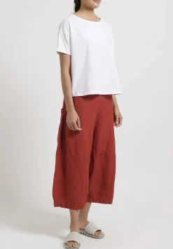 Gilda Midani Solid Linen And Silk Egg Pants In Fire Brick