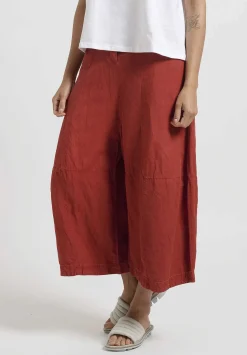 Gilda Midani Solid Linen And Silk Egg Pants In Fire Brick