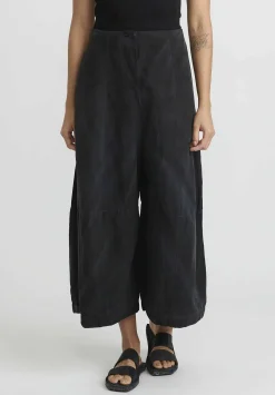 Gilda Midani Solid Linen And Silk Egg Pants In Black