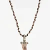 Miranda Hicks Sterling Silver Leather And Mexican Opal Necklace