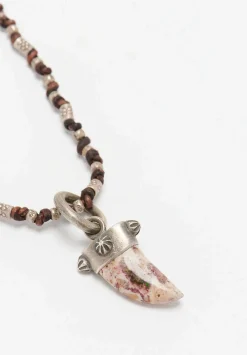 Miranda Hicks Sterling Silver Leather And Mexican Opal Necklace