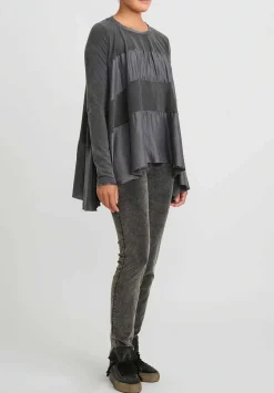 Uma Wang Stretch Cotton Tessa Flared Top In Dark Grey