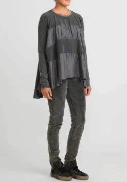 Uma Wang Stretch Cotton Tessa Flared Top In Dark Grey