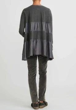 Uma Wang Stretch Cotton Tessa Flared Top In Dark Grey