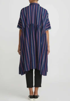 Péro Striped Wool Oversized Dress In Navy & Red