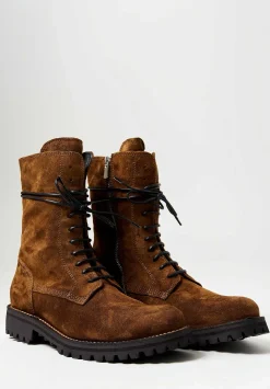 Officine Creative Suede Loraine Jefferson High Ankle Boots In Birra Brown