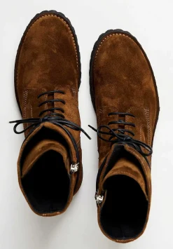 Officine Creative Suede Loraine Jefferson High Ankle Boots In Birra Brown