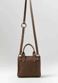 Corîu Suede Mini Bitta Crossbody Bag In Taupe