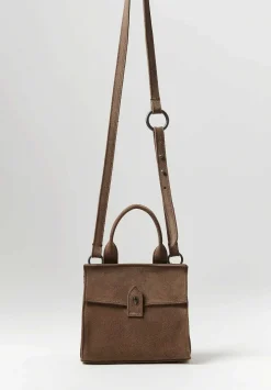 Corîu Suede Mini Bitta Crossbody Bag In Taupe
