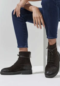 Marsèll Suede Parrucca Combat Boots In Moro Brown