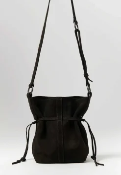 Corîu Suede Small Bucket Crossbody Bag In Dark Brown