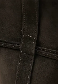Corîu Suede Small Bucket Crossbody Bag In Dark Brown