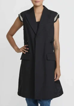 Sacai Suiting Mix Vest In Black