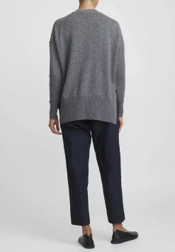 Jil Sander Superfine Cashmere Open Stitch Sweater In Medium Grey