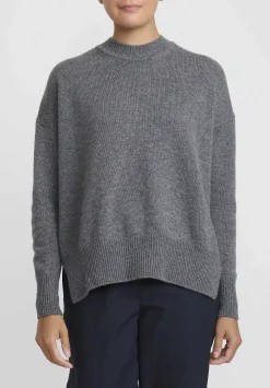 Jil Sander Superfine Cashmere Open Stitch Sweater In Medium Grey