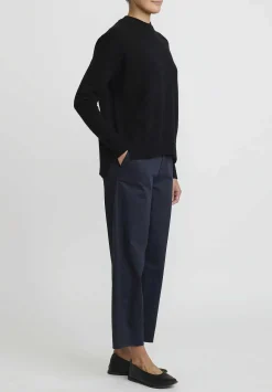 Jil Sander Superfine Cashmere Open Stitch Sweater In Black