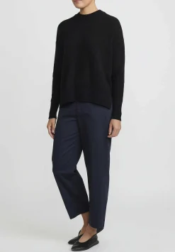 Jil Sander Superfine Cashmere Open Stitch Sweater In Black