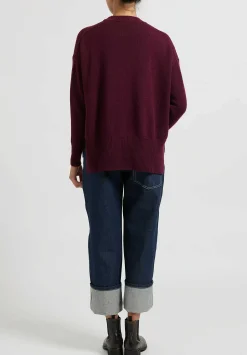 Jil Sander Superfine Cashmere Open Stitch Sweater In Maroon