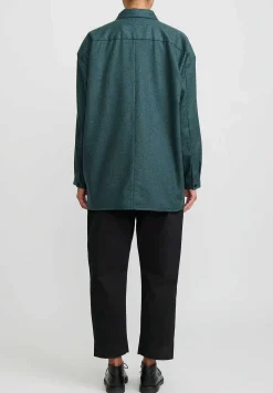 Toogood The Draughtsman Lambswool & Cashmere Shirt In Moorland Green