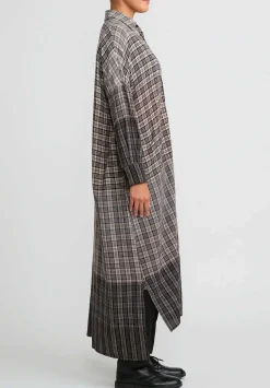 Toogood The Trawlerman Soft Wool Check Dress In Granite Brown & Black