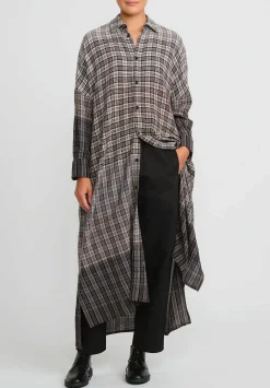 Toogood The Trawlerman Soft Wool Check Dress In Granite Brown & Black