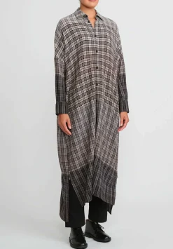 Toogood The Trawlerman Soft Wool Check Dress In Granite Brown & Black