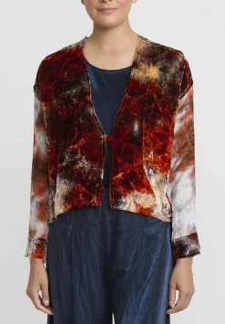 Gilda Midani Velvet ''Gilet'' Jacket In Steel Planet Red And Blue
