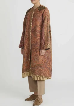 By Walid Victorian Shawl ''Nancy'' Coat In Orange Multicolor