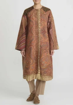 By Walid Victorian Shawl ''Nancy'' Coat In Orange Multicolor