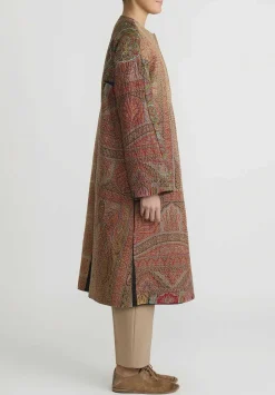 By Walid Victorian Shawl ''Nancy'' Coat In Green & Red Multicolor