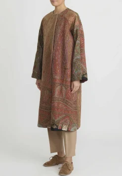 By Walid Victorian Shawl ''Nancy'' Coat In Green & Red Multicolor