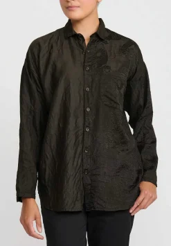 Christian Peau Vintage Silk Jacquard Shirt In Black