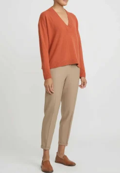 Antonelli Virgin Wool Gaeta V Neck Sweater In Orange