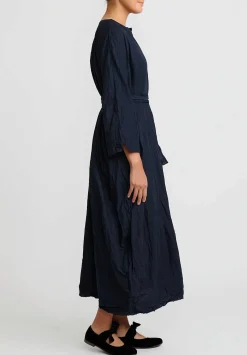 Daniela Gregis Washed Cotton Abito Manica Lunga Lavata Dress In Blue Operaio