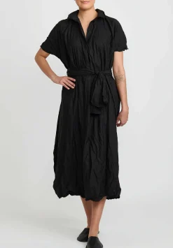 Daniela Gregis Washed Cotton Abito ''Rossella'' Dress In Black