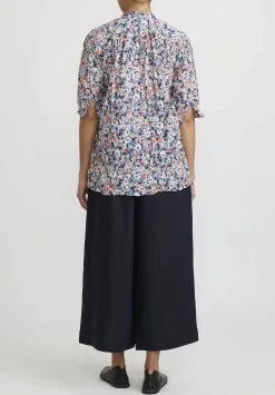 Daniela Gregis Washed Cotton Camicia Kora Top In Blue, Turquoise And Peach