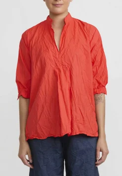 Daniela Gregis Washed Cotton Camicia Kora Top In Glow Red