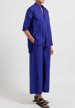 Daniela Gregis Washed Cotton Camicia Kora Top In Blu Inchiostro