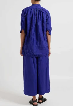 Daniela Gregis Washed Cotton Camicia Kora Top In Blu Inchiostro