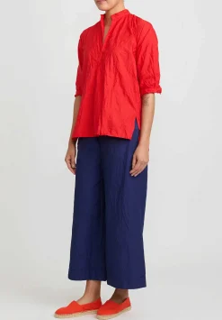 Daniela Gregis Washed Cotton Camicia Kora Top In Red