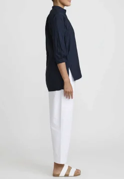 Daniela Gregis Washed Cotton Camicia Kora Top In Navy Blue