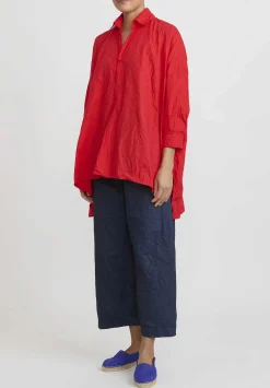 Daniela Gregis Washed Cotton Camicia More Rosella Shirt In Rosso Red