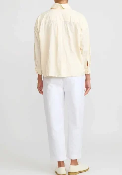 Daniela Gregis Washed Cotton Camicia Uomo Larga Cortissima Lavata Shirt In Panna Cream