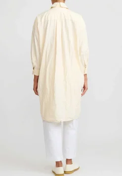 Daniela Gregis Washed Cotton Camicia Uomo Larga Media Lavata Dress In Panna Cream