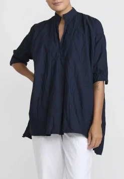 Daniela Gregis Washed Cotton Camicione Kora Top In Navy Blue