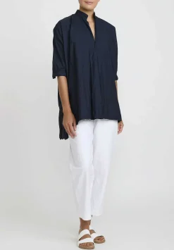 Daniela Gregis Washed Cotton Camicione Kora Top In Navy Blue