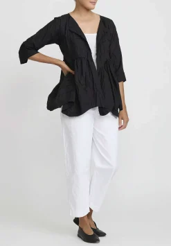 Daniela Gregis Washed Cotton Giacca Torte Taglio Jacket In Nero Black